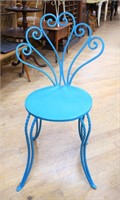 Vintage teal iron garden chair