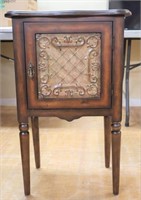 Vintage 1 door end table w/ metal accent door