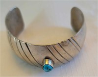 Silverish Bracelet with Turquoise Stone