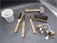 Wire Brushes, Chuck Keys, Padlocks, Mallet