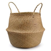 Large Seagrass Plant Basket with Handles, Wicker