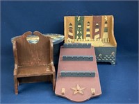 Wooden Doll Chair, Lighthouse and boat smal