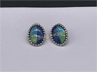 STERLING SILVER LAPIS AND TURQUOISE EARRINGS