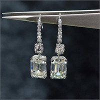 Moissanite Gemstone Drop Earrings - 925 Sterling S