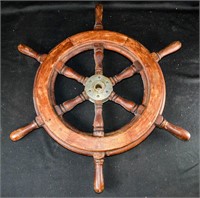 22" TROJAN CAPTAIN'S SHIP WHEEL Wood Brass