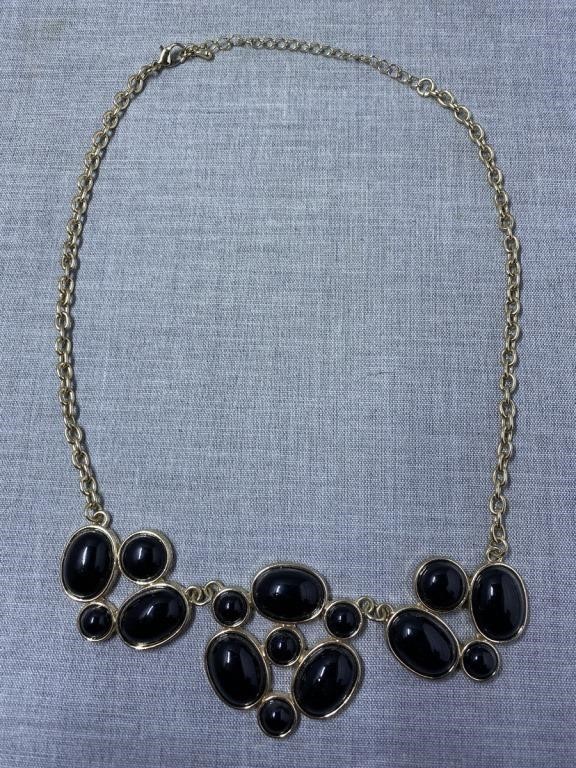 Black Resin Bib Necklace