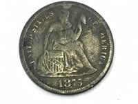 1887 CC Dime, Above Bow, US Coin