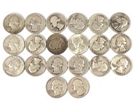 20 Washington Silver Quarters, US Coins