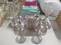 Silver Plate Tea Set w/ Sterling Spoon