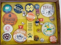 College Football Button Pins Framed