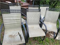 SIX OUTDOOR CHAIRS SOME NEED REPAIR HAS RIPS