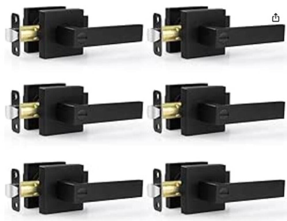 5 Pk Matte Black Passage Door Levers Square