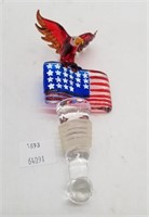Art Glass w American Flag Eagle Bottle Stopper