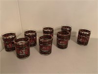 Vintage Lot of 8 Christmas Glass Tumblers