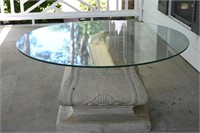 Vintage Concrete Base Table w/ Glass Top