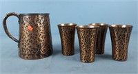 5 Pc. Solid Copper Pitcher & 4 Tumblers