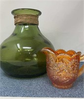 San Miguel Recycled Glass Vase & Carnival Creamer