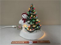 CERAMIC CHRISTMAS LIGHT UP TREE SNOW MAN
