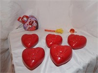 lot of 5 Red M&M Plastic Hearts and More