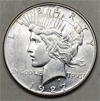 1927-S Peace Silver Dollar, AU
