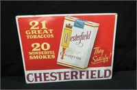 CHESTERFIELD METAL TOBACCO ADV. SIGN