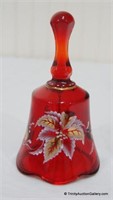Fenton Glass Ruby Red 6" Bell Artist Painted S/N
