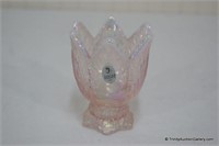 Fenton Glass Iridescent Rose Flip Candle Holder