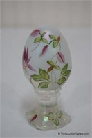 Fenton Glass White Opal Handpainted Artist S/N Egg