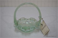 Fenton Glass Willow Green Opalescent Fluted Basket
