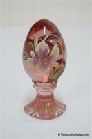 Fenton Glass Cranberry Handpainted Artist S/N Egg
