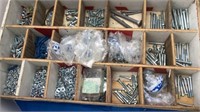 New assortment bolts, washers, nuts, box old bolts