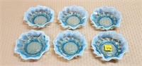 Lot of 6 Blue Opalescent Glass Bowls