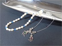 Cultured Pearl Necklace, Both are in .925  Silver
