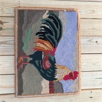 100% Wool Pile Hand Hooked Rooster Rug