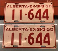 1950 Alberta license plate matching pair