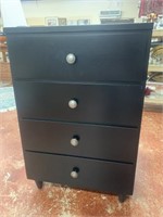 Mid Century Black Small 4 Drawer Chest, 30"t x 20"