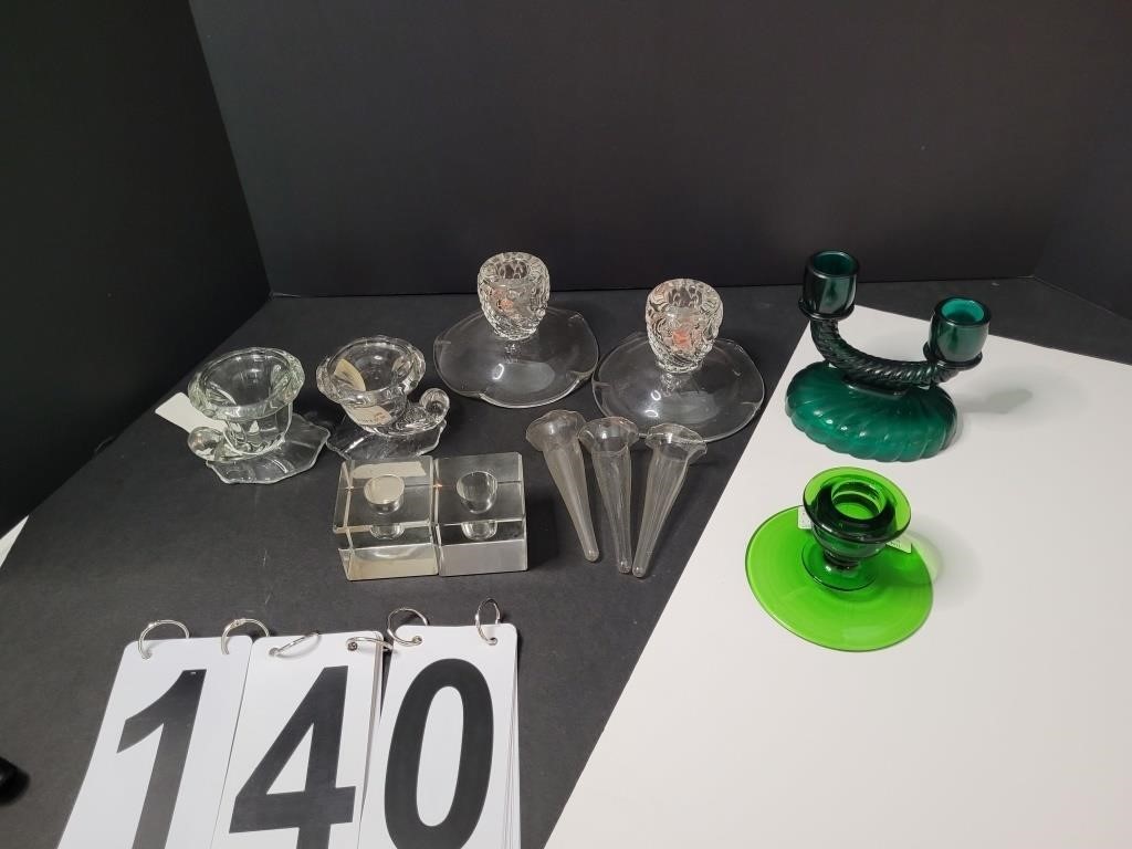 Group of Candle Holders ~ 2 Are Green