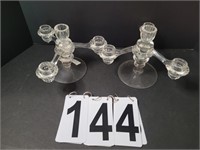 Pair of Cambridge 3 Arm Candle Holders