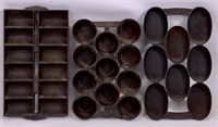 3 iron muffin pans, N. Waterman - Boston, 1856,