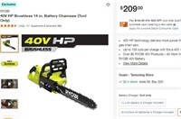 C1162 40V HP Brushless 14 in. Battery Chainsaw