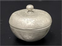 Chinese Pewter Covered Bowl, Block Marked