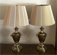 Pair of brass lamps - 32"