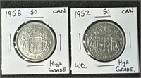 Canada 50 Cents Silver Coins