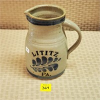 Lilitz PA Pottery Pitcher, Signed