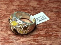 Tiger’s Eye Sterling .925 Yellow/Brown Shell Ring