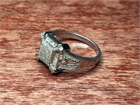 Sterling Silver .925 Untested Diamond Ring Size
