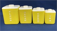 MCM Yellow and White 4 Piece canister set, there