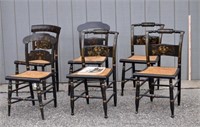 Assembled Set Six Stenciled Hitchcock/Style Chairs