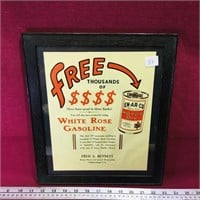 White Rose Gasoline Framed Advertising Picture