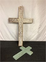 C7)  two beautiful wooden crosses larger one